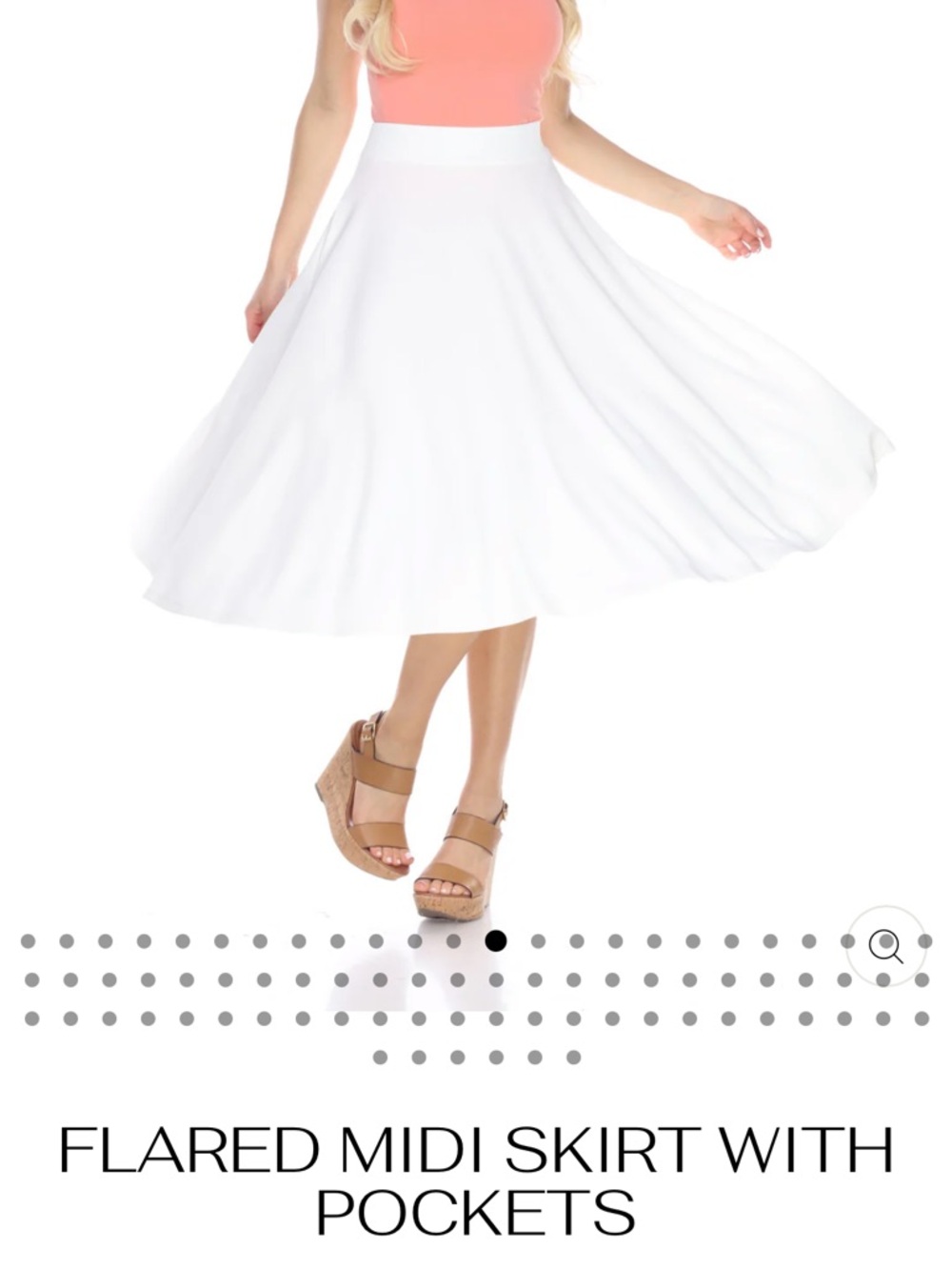 White Mark Black Circle Midi Skirt - Women's Flared Skater, L - Picture 5 of 7